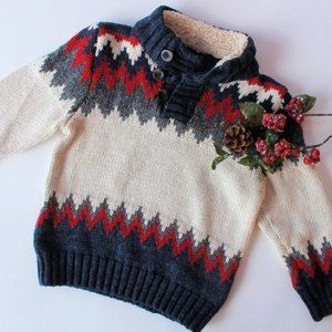 NWT Baby Gap 2 yrs Fleece Lined Fair Isle Sweater